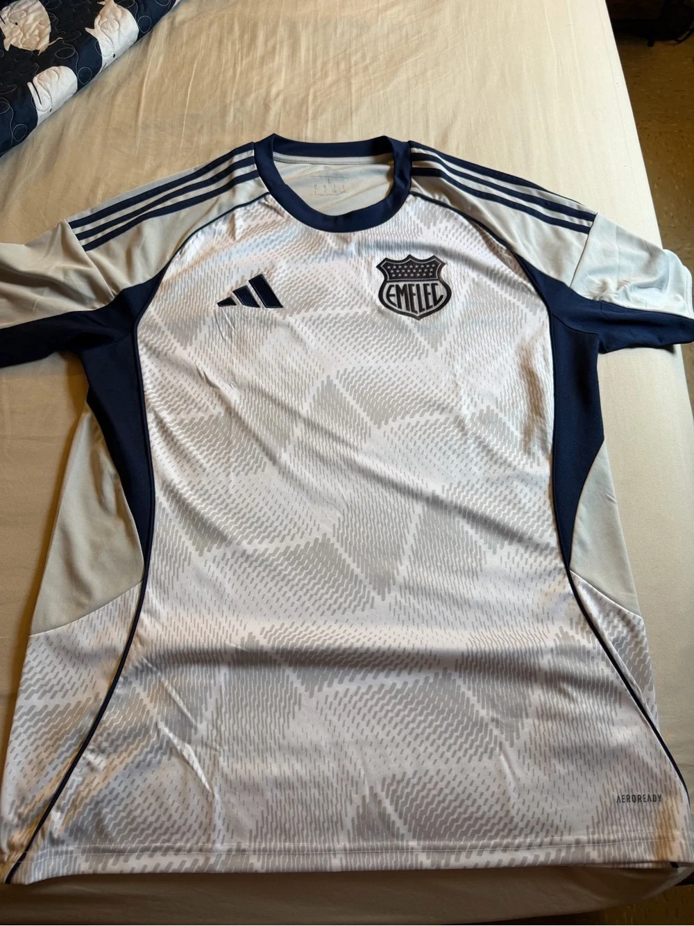adidas White and Navy Athletic Soccer Jersey